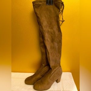 Camel colored suede thigh high boots!
